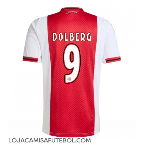 Camisa de Futebol Ajax Kasper Dolberg #9 Equipamento Principal 2025-26 Manga Curta